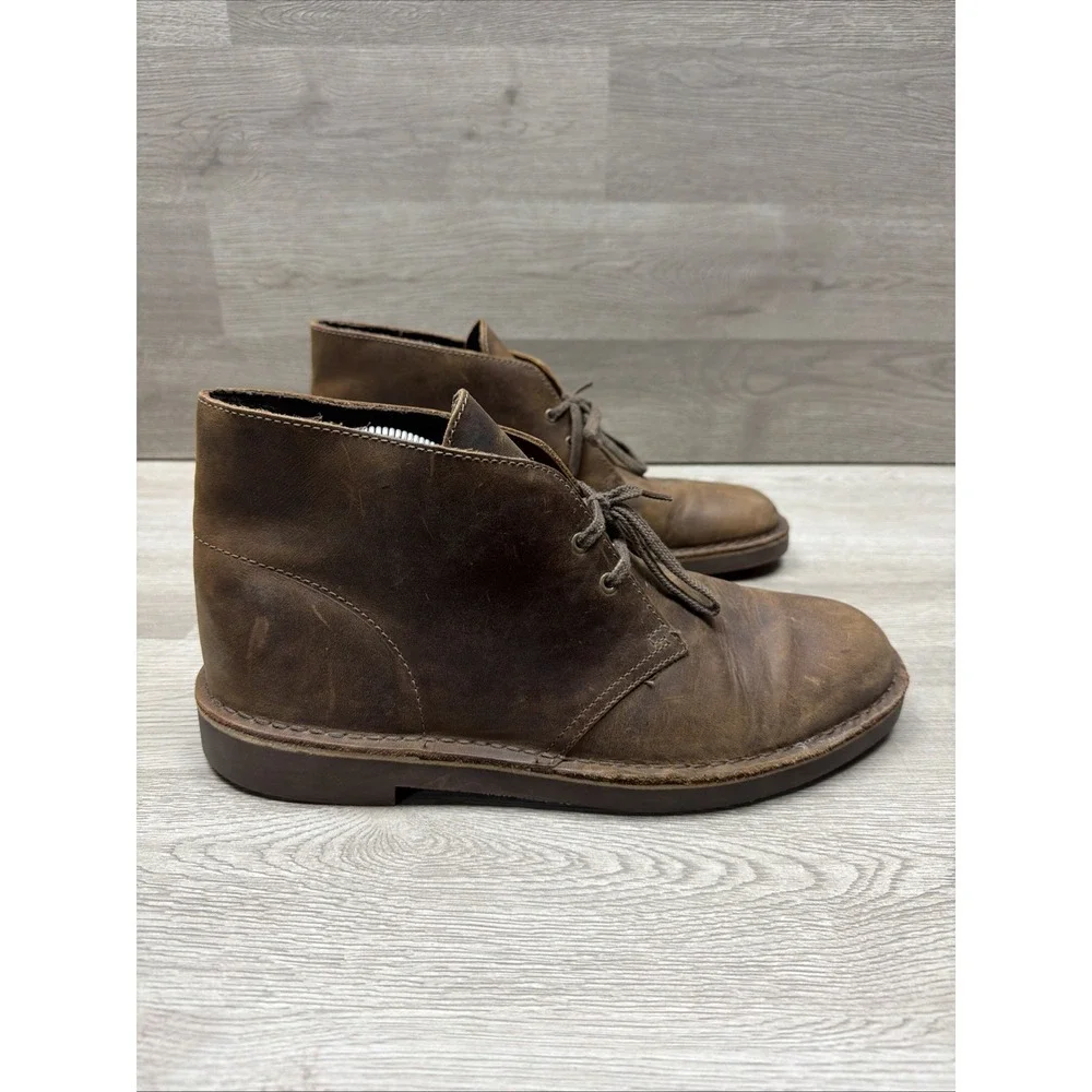 Clark's Men's Bushacre 2 Chukka Boots Size 10.5M Brown Leather Lace Up VERY NICE